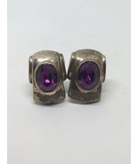 Vintage Sterling Silver 925 Amethyst Stud Earrings - $29.99