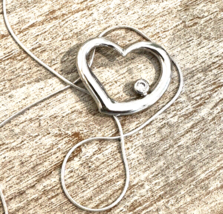 Genuine 925 Sterling Silver Large Heart Necklace Cubic Zirconia Accent 20&quot; Chain - £12.66 GBP