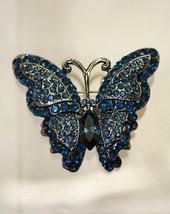Vintage Butterfly Pin Rhinestone Antique Tone Butterfly Brooch Butterfly Jewelry - £15.65 GBP