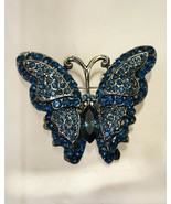 Vintage Butterfly Pin Rhinestone Antique Tone Butterfly Brooch Butterfly... - £15.64 GBP