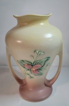 Hull Art Pottery Vase W-12 91/2&quot; 2 Handled Pink &amp; Green - £51.95 GBP