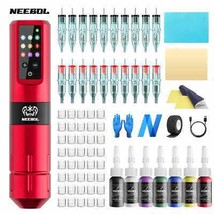 Neebol Wireless Tattoo Kit Complete Kit Pen Machine with 20 Needles,7 Inks - $53.98