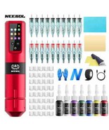 Neebol Wireless Tattoo Kit Complete Kit Pen Machine with 20 Needles,7 Inks - $51.28