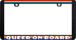 Queer On Board Funny Gay Lesbian Rainbow Lgbtq+ License Plate Frame - £6.26 GBP