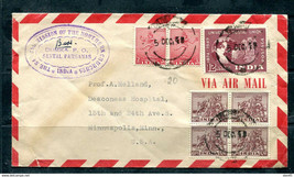 India 1948 Cover to USA Strip of 2 block of 4 12455 - £11.48 GBP