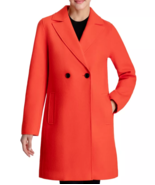 BCBG Maxazaria Sz L Walker Coat Wool Orange Raw Edge Double Breasted $32... - £70.06 GBP