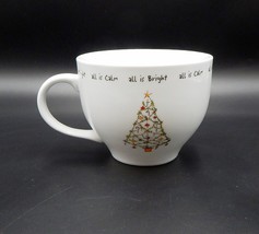 Pottery Barn Holiday Cheer Mug All is Calm All is Bright Oversize Christ... - £12.52 GBP