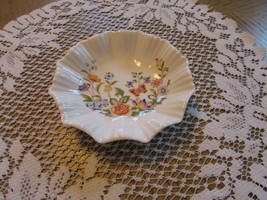 Aynsley Bone China Ruffle Pin Dish 5&quot; Cottage Garden England Butterfly Florals - £13.18 GBP
