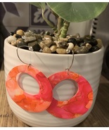 Pink and Orange Handmade Resin Earrings - £9.59 GBP