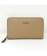 Coach Medium Id Zip Wallet in Taupe Leather C4124 New With Tags - $112.86