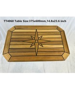 Rectangular Teak Table Top with Star Inlay–Square Corners for Marine,Boa... - $519.72 CAD