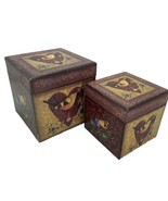 Decorative Nesting Boxes Set of 2 Country Bird Heart Flowers Small 4&quot; Bi... - $237.52 MXN