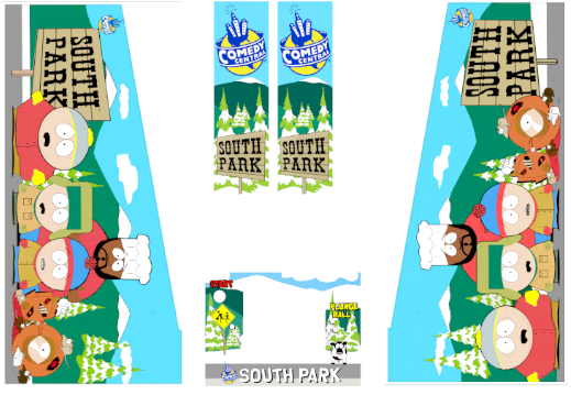South park sega pinball design vinyl graphics, Pinball Decal Pinball Graphic
