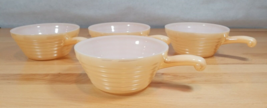 4 Vintage Fire King Lusterware Behive Ribbed Handled Soup Chili Bowls - £19.97 GBP