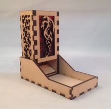 Dragon v4 Dice Tower and Tray Red Acrylic Window COMPACT DESIGN Laser Cu... - $29.69