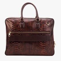 The Cortona Brown Python Leather Men’s Laptop Briefcase image 4