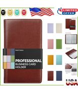 Compact Brown PU Leather Business Card Holder with 240 Slots for Profess... - $23.90 CAD