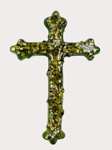 Lucite Mother of Pearl Christian Cross Crucifix Symbol of Faith &amp; Hope VTG 8.25&quot; - £47.12 GBP