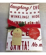 2 Hallmark Christmas Tea Towels New W Tag Red &amp; Holiday Greetings Gift Set - $22.76