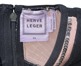 Herve Leger XS Black Bandage Sequin Embellished Bodycon Dress 35" Glam Party image 6