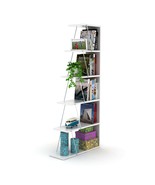 Furnish Home 5-Tier Ladder Bookshelf – Narrow Bookcase, White/Chrome - $127.70