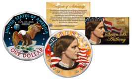 SUSAN B. ANTHONY Genuine One-Dollar Coin w/ Coin Capsule &amp; COA * Color 2... - $12.16