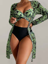 Beach Fashion Women&#39;s Chic Tropical Print Bikini Three-Piece Sets | Gulf... - £24.20 GBP