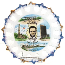 Vintage Illinois Souvenir Serving Tray Made In Japan Land Of Lincoln Chicago - $18.04