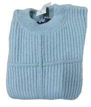Sweater Pullover Man Wool Shetland Baby Blue Large Vintage Braids 48 50 United - £46.04 GBP