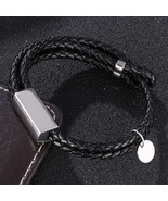 Leather Double Rope Braided Bracelet (Inner Perimeter 150mm - 250mm) - £18.28 GBP