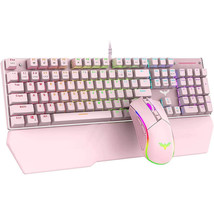 Havit Wired Mechanical Gaming Keyboard and Mouse Set Programmable Pink High Qual - £65.12 GBP