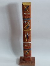 Vintage 12&quot; Totem Pole Wood Hand Carved Painted Decorative Item Missing ... - $18.70