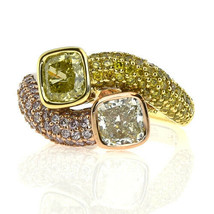 Fine 2.97ct Natural Fancy Yellow &amp; Pink Diamonds Engagement Ring 18K Solid Gold - £10,505.87 GBP