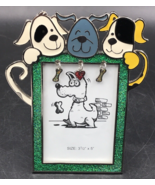 VTG Happy Dog Colorful Enamel 3.5&quot;x5&quot; Puppy Metal Photo Frame w/ Hanging... - £7.43 GBP