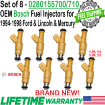 BRAND NEW Genuine Bosch x8 Fuel Injectors for 1994-1998 Lincoln Town Car 4.6L V8 - £334.74 GBP