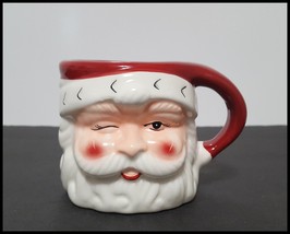 NEW RARE Pottery Barn Small Santa Claus Winking with Hat Mug 8 OZ Stoneware - $34.99