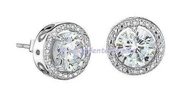 Earring Shimmering CZ Stud Round Cut Silvertone Pierced Earrings ~NEW~ (... - $19.75