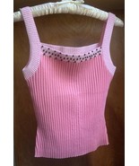 SIDEFFECTS Acrylic &amp; Cotton PINK Double Knit Sweater Sleevless Square Ne... - $1,013.39 MXN