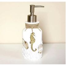 Avanti Destin Seashore Soap Pump Dispenser Ceramic Seahorse Shells Beige... - $53.76