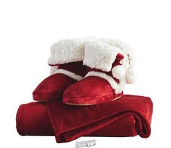 Warm &amp; Cozy Throw/Bootie Gift Set Extra-Large Burgundy - £26.57 GBP