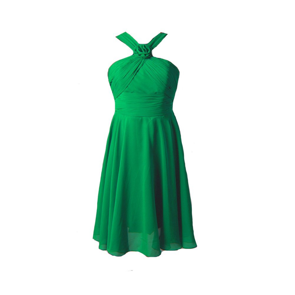 Kivary Women's Short Floral Knee Length Prom Bridesmaid Dress with Straps Green