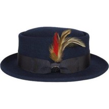 Men BENTLY HEADWEAR Hat Australian Lite Wool  Pork Pie Jazz Maddox MD402 Navy image 2