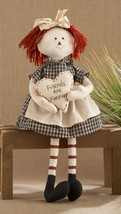 Primitive Doll 40828-Sitting Raggedy Girl Blue Freinds are Forever - $12.95