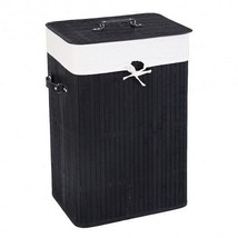 Rectangle Bamboo Hamper Laundry Basket Washing Cloth Bin Storage Bag Lid 3 color - $2,153.26 MXN