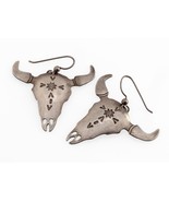 ELWOOD M. REYNOLDS Native American Steer Skull Earrings in Sterling - $246.51