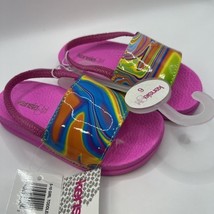 Kenzie Girl Toddler Girl Slides, Fuchsia Size 6 Hot Pink Rainbow Sandals - $13.73