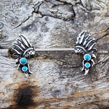 316L Stainless Steel Turquoise Feather Headdress - $19.45