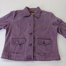 St. John’s Bay RN#93677 Women’s M Faded Purple Full Button Denim Jacket Pockets image 14