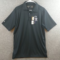 MLB Colorado Rockies Antigua Polo Shirt Mens Black Size Medium Baseball - £19.43 GBP