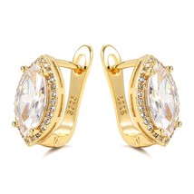 Luxury Simple Natural Zircon Stud Earrings For Women Fashion 925 Silver Bridal W - £9.77 GBP